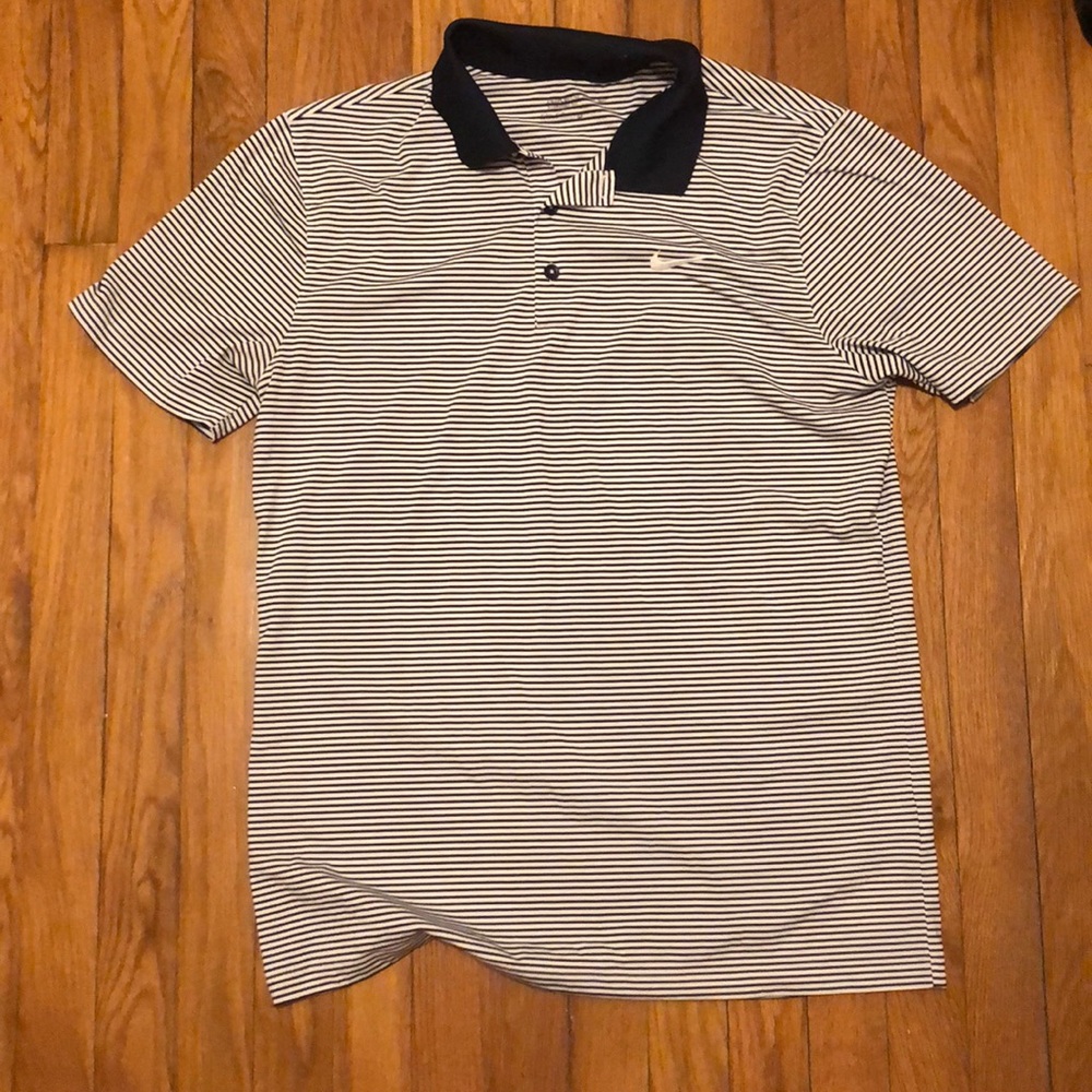 Nike golf navy stripped polo